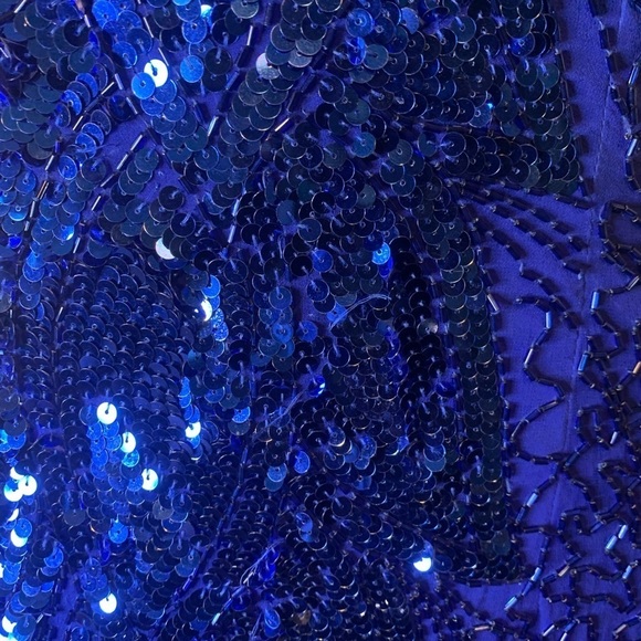 Vintage Black Tie Royal Blue Formal/Party Sequin Dress Size 8 - Picture 5 of 7